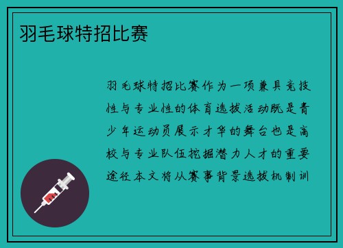 羽毛球特招比赛